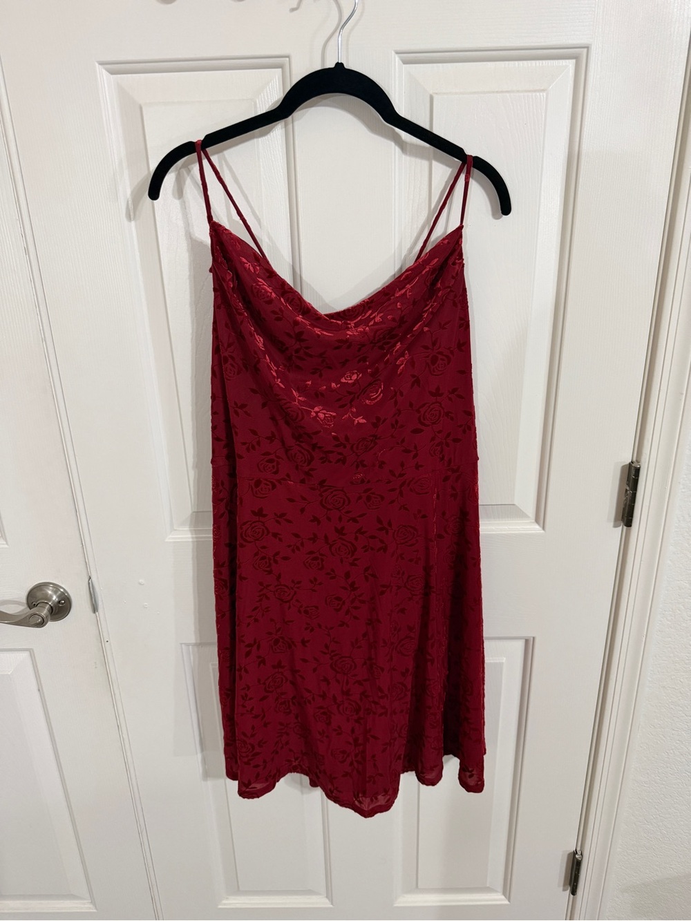 NWT Rewind 3X Burgundy Velvet Burnout Rose Cowl Neck Mini Dress Y2K Romantic